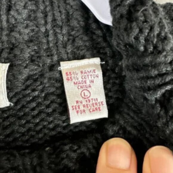 Vintage Karen Scott Hand Knits Sweater Women's Large Black Flowers Pearls (0924) - Picture 3 of 9